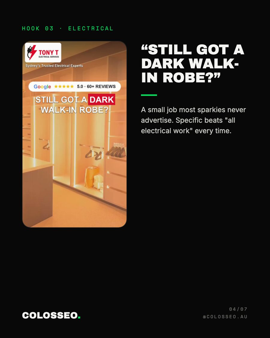 Electrical ad hook: Still got a dark walk-in robe?
